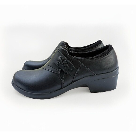 Clarks Angie Pearl Loafers Womens Size 5.5 M Black Leather Slip On Comfort Shoes - Picture 1 of 9